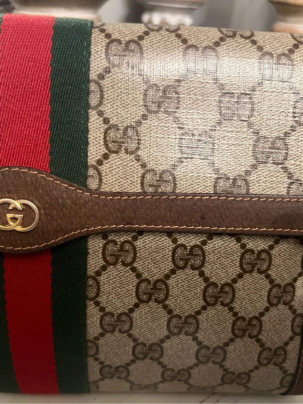 Gucci Supreme Canvas sherry line clutch Large size